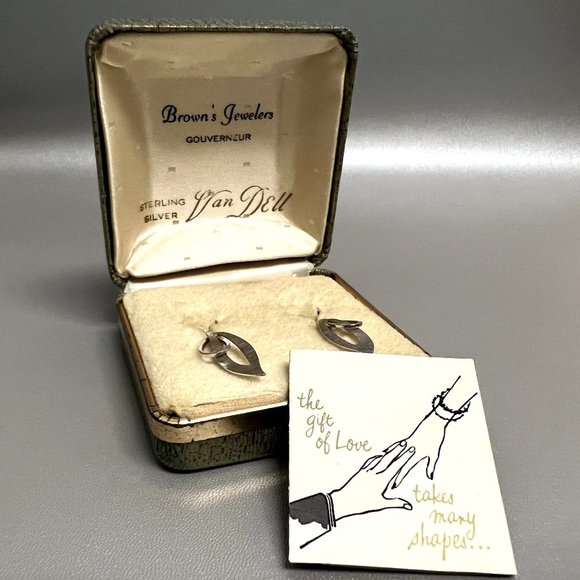 Van Dell Vintage Textured Sterling Silver Screw Back Earring EUC - Picture 4 of 12